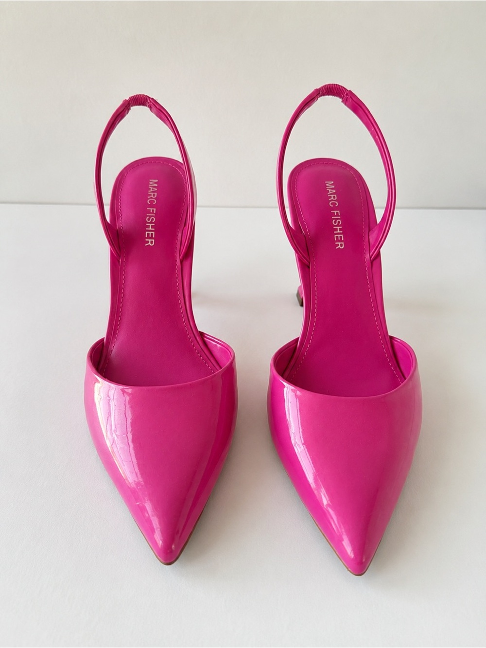 Marc Fisher Hot Pink Patent Pointed Slingback Heels